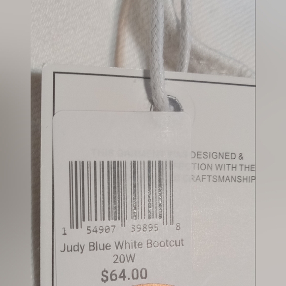 Judy Blue White Denim Bootcut Jeans Mid-Rise Raw Hem Size 20W Stretchy Ankle - Picture 6 of 8